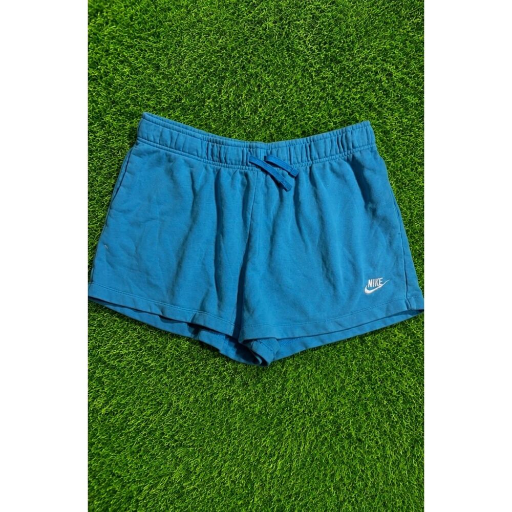 Nike Women's Fleece Sweat Shorts Blue Embroidered Swoosh Athletic Lounge XL